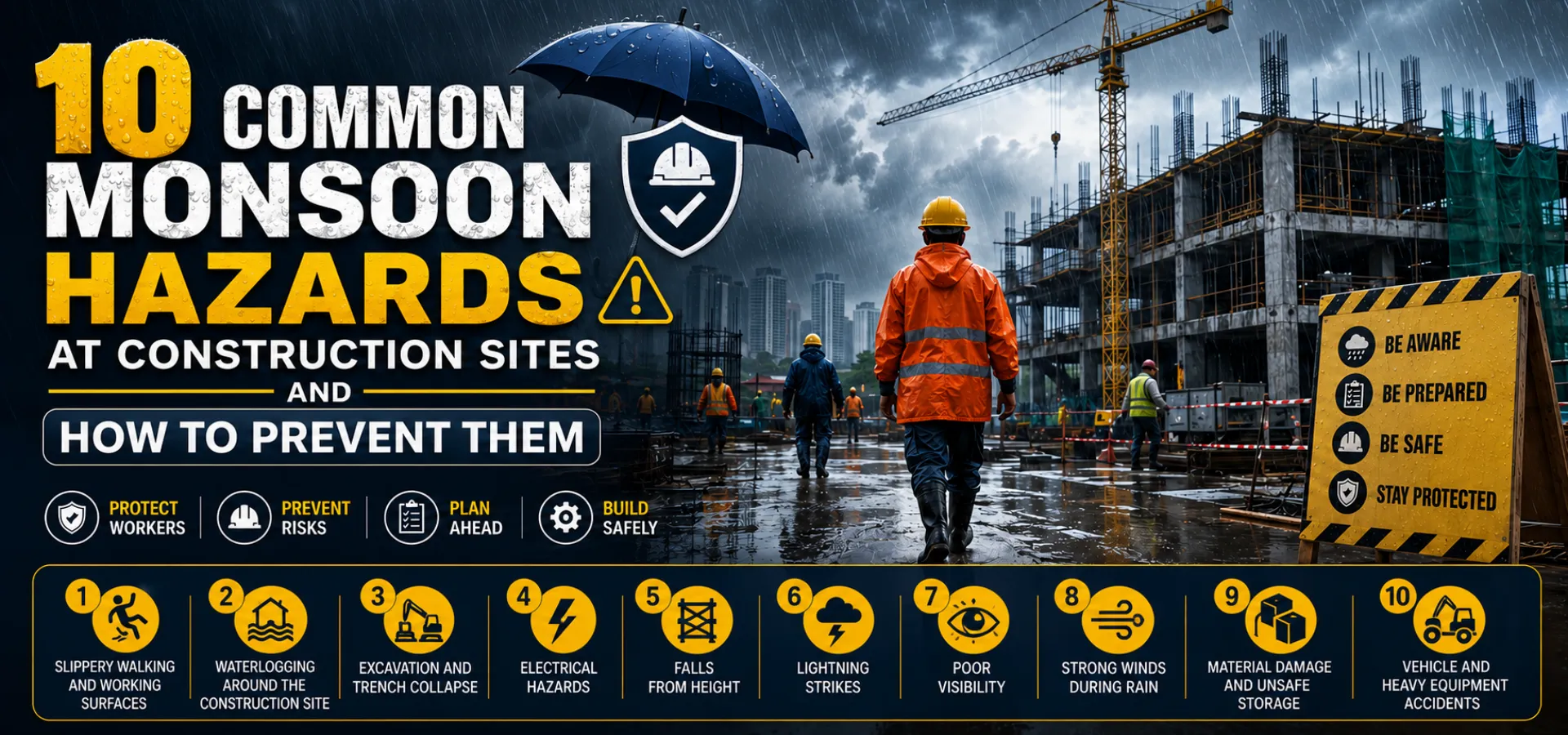 10 Common Monsoon Hazards at Construction Sites and How to Prevent Them